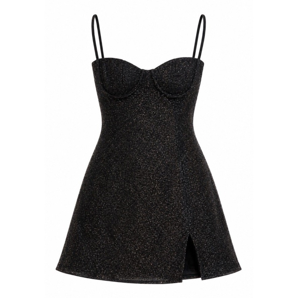 Babyboo Pixie Mini Dress Black Sparkle Glitter Party Dress Small NWT